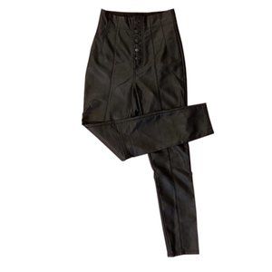 Free People Hi Rise Black Vegan Leather Leggings 0